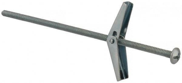 Value Collection - 1/8" Screw, 1/8" Diam, 4" Long, Toggle Bolt Drywall & Hollow Wall Anchor - 1/8" Drill, Zinc Plated, Steel, Use in Concrete, & Masonry, Hollow Tile, Plaster & Wallboard - Americas Industrial Supply