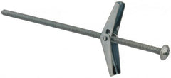 Value Collection - 1/8" Screw, 1/8" Diam, 4" Long, Toggle Bolt Drywall & Hollow Wall Anchor - 1/8" Drill, Zinc Plated, Steel, Use in Concrete, & Masonry, Hollow Tile, Plaster & Wallboard - Americas Industrial Supply