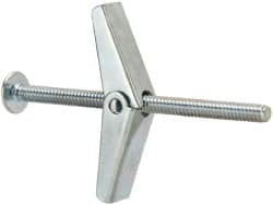 Value Collection - 3/16" Screw, 3/16" Diam, 3" Long, Toggle Bolt Drywall & Hollow Wall Anchor - 3/16" Drill, Zinc Plated, Steel, Use in Concrete, & Masonry, Hollow Tile, Plaster & Wallboard - Americas Industrial Supply
