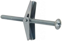 Value Collection - 1/4" Screw, 1/4" Diam, 4" Long, Toggle Bolt Drywall & Hollow Wall Anchor - 1/4" Drill, Zinc Plated, Steel, Use in Concrete, & Masonry, Hollow Tile, Plaster & Wallboard - Americas Industrial Supply