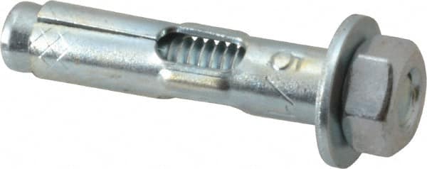 Value Collection - 5/16" Diam, 5/16" Drill, 1-1/2" OAL, 2-1/2" Min Embedment Sleeve Concrete Anchor - Steel, Zinc-Plated Finish, Hex Nut Head, Hex Drive - Americas Industrial Supply
