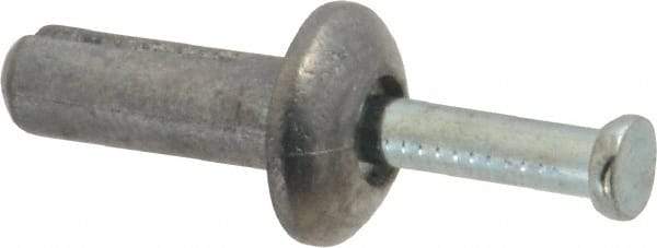 Value Collection - 1/4" Diam, 1/4" Drill, 3/4" OAL, 3-3/4" Min Embedment Hammer Drive Concrete Anchor - Zamac Alloy, Zinc-Plated Finish, Mushroom Head - Americas Industrial Supply
