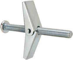 Value Collection - 1/8" Screw, 1/8" Diam, 2" Long, Toggle Bolt Drywall & Hollow Wall Anchor - 1/8" Drill, Zinc Plated, Steel, Use in Concrete, & Masonry, Hollow Tile, Plaster & Wallboard - Americas Industrial Supply