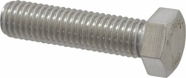 Value Collection - 1/2-13 UNC, 2" Length Under Head Hex Head Cap Screw - Fully Threaded, Grade 18-8 Stainless Steel, 3/4" Hex - Americas Industrial Supply