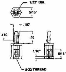 Made in USA - #8-32 Thread, 3/4" Body Length, Nylon Screw Mount - 5/16" Width Across Flats - Americas Industrial Supply