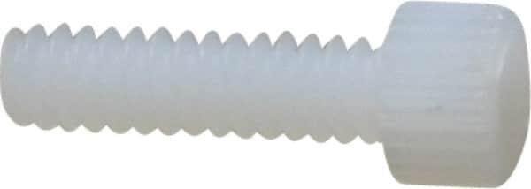 Made in USA - #6-32 UNC Hex Socket Drive, Socket Cap Screw - Grade 6/6 Nylon, Uncoated, Fully Threaded, 1/2" Length Under Head - Americas Industrial Supply