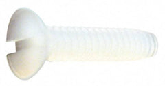 Made in USA - #10-24 UNC, 3/4" OAL Slotted Drive Machine Screw - Flat Head, Grade 6/6 Nylon, Uncoated, Without Washer - Americas Industrial Supply