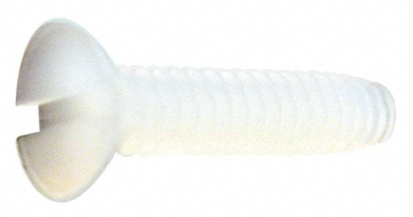 Made in USA - #10-32 UNF, 1/4" OAL Slotted Drive Machine Screw - Flat Head, Grade 6/6 Nylon, Uncoated, Without Washer - Americas Industrial Supply