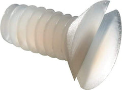 Made in USA - #4-40 UNC, 1/4" OAL Slotted Drive Machine Screw - Flat Head, Grade 6/6 Nylon, Uncoated, Without Washer - Americas Industrial Supply