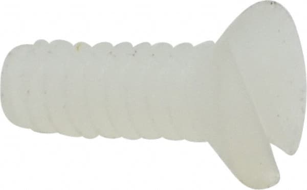 Made in USA - #4-40 UNC, 5/16" OAL Slotted Drive Machine Screw - Flat Head, Grade 6/6 Nylon, Uncoated, Without Washer - Americas Industrial Supply
