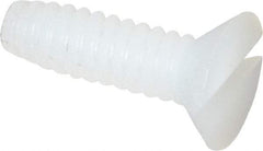 Made in USA - #4-40 UNC, 3/8" OAL Slotted Drive Machine Screw - Flat Head, Grade 6/6 Nylon, Uncoated, Without Washer - Americas Industrial Supply