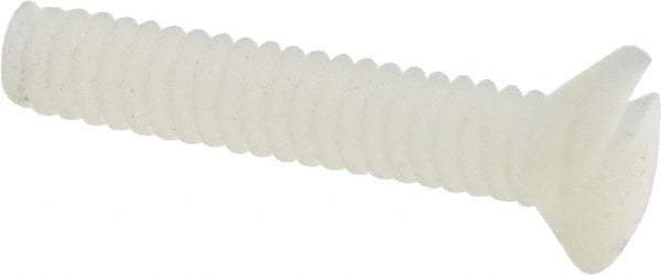 Made in USA - #4-40 UNC, 5/8" OAL Slotted Drive Machine Screw - Flat Head, Grade 6/6 Nylon, Uncoated, Without Washer - Americas Industrial Supply