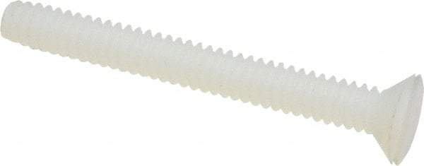 Made in USA - #4-40 UNC, 1" OAL Slotted Drive Machine Screw - Flat Head, Grade 6/6 Nylon, Uncoated, Without Washer - Americas Industrial Supply