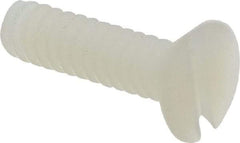 Made in USA - #6-32 UNC, 1/2" OAL Slotted Drive Machine Screw - Flat Head, Grade 6/6 Nylon, Uncoated, Without Washer - Americas Industrial Supply