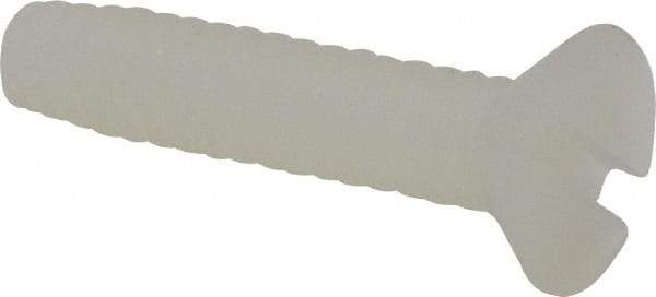 Made in USA - #6-32 UNC, 5/8" OAL Slotted Drive Machine Screw - Flat Head, Grade 6/6 Nylon, Uncoated, Without Washer - Americas Industrial Supply