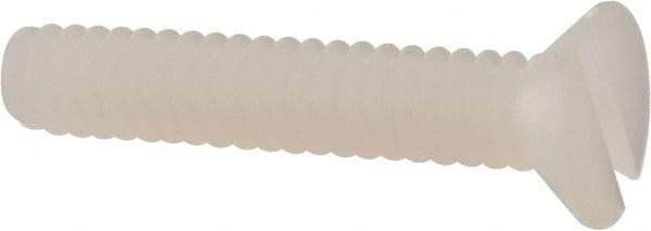 Made in USA - #6-32 UNC, 3/4" OAL Slotted Drive Machine Screw - Flat Head, Grade 6/6 Nylon, Uncoated, Without Washer - Americas Industrial Supply
