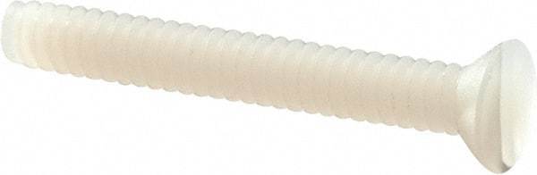 Made in USA - #6-32 UNC, 1" OAL Slotted Drive Machine Screw - Flat Head, Grade 6/6 Nylon, Uncoated, Without Washer - Americas Industrial Supply
