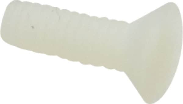 Made in USA - #8-32 UNC, 1/2" OAL Slotted Drive Machine Screw - Flat Head, Grade 6/6 Nylon, Uncoated, Without Washer - Americas Industrial Supply