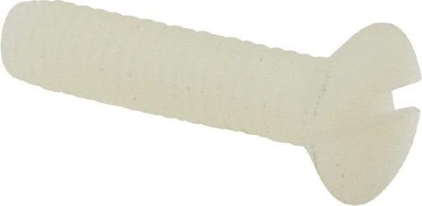 Made in USA - #8-32 UNC, 3/4" OAL Slotted Drive Machine Screw - Flat Head, Grade 6/6 Nylon, Uncoated, Without Washer - Americas Industrial Supply