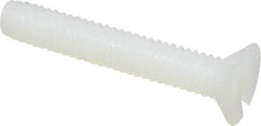 Made in USA - #8-32 UNC, 1" OAL Slotted Drive Machine Screw - Flat Head, Grade 6/6 Nylon, Uncoated, Without Washer - Americas Industrial Supply