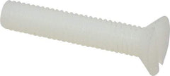 Made in USA - #10-32 UNF, 1" OAL Slotted Drive Machine Screw - Flat Head, Grade 6/6 Nylon, Uncoated, Without Washer - Americas Industrial Supply