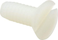 Made in USA - 1/4-20 UNC, 5/8" OAL Slotted Drive Machine Screw - Flat Head, Grade 6/6 Nylon, Uncoated, Without Washer - Americas Industrial Supply