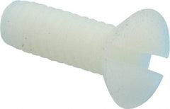 Made in USA - 1/4-20 UNC, 3/4" OAL Slotted Drive Machine Screw - Flat Head, Grade 6/6 Nylon, Uncoated, Without Washer - Americas Industrial Supply
