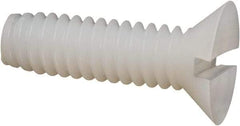 Made in USA - 1/4-20 UNC, 7/8" OAL Slotted Drive Machine Screw - Flat Head, Grade 6/6 Nylon, Uncoated, Without Washer - Americas Industrial Supply