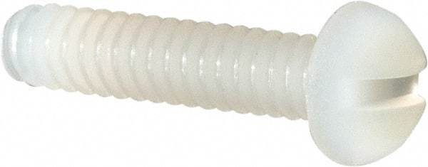 Made in USA - #4-40 UNC, 1/2" Length Under Head Slotted Drive Machine Screw - Round Head, Grade 6/6 Nylon, Uncoated, Without Washer - Americas Industrial Supply
