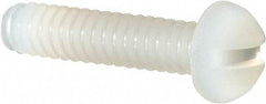Made in USA - #4-40 UNC, 1/2" Length Under Head Slotted Drive Machine Screw - Round Head, Grade 6/6 Nylon, Uncoated, Without Washer - Americas Industrial Supply