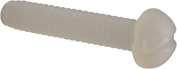 Made in USA - #4-40 UNC, 5/8" Length Under Head Slotted Drive Machine Screw - Round Head, Grade 6/6 Nylon, Uncoated, Without Washer - Americas Industrial Supply