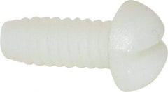 Made in USA - #6-32 UNC, 3/8" Length Under Head Slotted Drive Machine Screw - Round Head, Grade 6/6 Nylon, Uncoated, Without Washer - Americas Industrial Supply