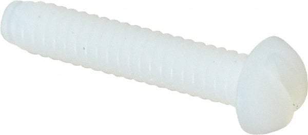 Made in USA - #6-32 UNC, 3/4" Length Under Head Slotted Drive Machine Screw - Round Head, Grade 6/6 Nylon, Uncoated, Without Washer - Americas Industrial Supply
