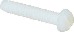 Made in USA - #6-32 UNC, 3/4" Length Under Head Slotted Drive Machine Screw - Round Head, Grade 6/6 Nylon, Uncoated, Without Washer - Americas Industrial Supply