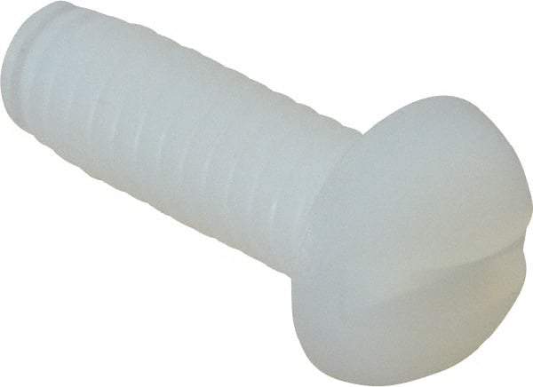 Made in USA - #8-32 UNC, 1/2" Length Under Head Slotted Drive Machine Screw - Round Head, Grade 6/6 Nylon, Uncoated, Without Washer - Americas Industrial Supply