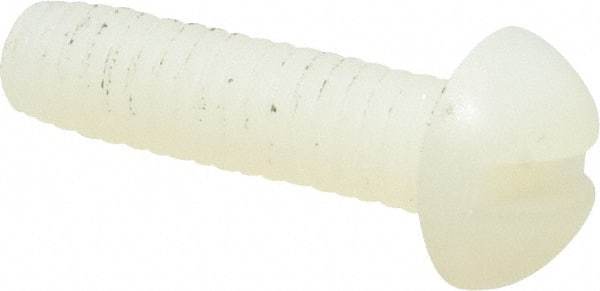 Made in USA - #8-32 UNC, 5/8" Length Under Head Slotted Drive Machine Screw - Round Head, Grade 6/6 Nylon, Uncoated, Without Washer - Americas Industrial Supply