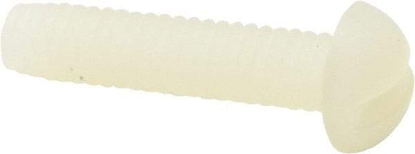 Made in USA - #8-32 UNC, 3/4" Length Under Head Slotted Drive Machine Screw - Round Head, Grade 6/6 Nylon, Uncoated, Without Washer - Americas Industrial Supply