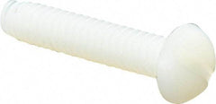 Made in USA - #10-24 UNC, 1" Length Under Head Slotted Drive Machine Screw - Round Head, Grade 6/6 Nylon, Uncoated, Without Washer - Americas Industrial Supply