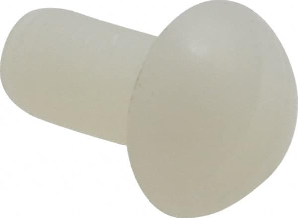 Made in USA - #10-32 UNF, 3/8" Length Under Head Slotted Drive Machine Screw - Round Head, Grade 6/6 Nylon, Uncoated, Without Washer - Americas Industrial Supply
