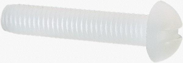 Made in USA - #10-32 UNF, 1" Length Under Head Slotted Drive Machine Screw - Round Head, Grade 6/6 Nylon, Uncoated, Without Washer - Americas Industrial Supply