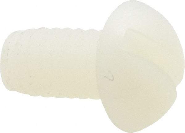Made in USA - 1/4-20 UNC, 1/2" Length Under Head Slotted Drive Machine Screw - Round Head, Grade 6/6 Nylon, Uncoated, Without Washer - Americas Industrial Supply