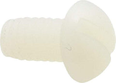 Made in USA - 1/4-20 UNC, 1/2" Length Under Head Slotted Drive Machine Screw - Round Head, Grade 6/6 Nylon, Uncoated, Without Washer - Americas Industrial Supply