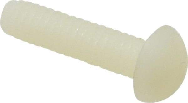 Made in USA - 1/4-20 UNC, 1" Length Under Head Slotted Drive Machine Screw - Round Head, Grade 6/6 Nylon, Uncoated, Without Washer - Americas Industrial Supply