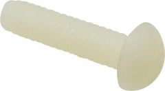 Made in USA - 1/4-20 UNC, 1" Length Under Head Slotted Drive Machine Screw - Round Head, Grade 6/6 Nylon, Uncoated, Without Washer - Americas Industrial Supply