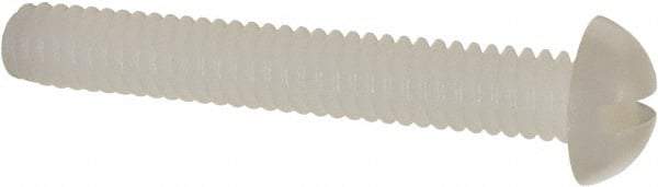 Made in USA - 1/4-20 UNC, 1-3/4" Length Under Head Slotted Drive Machine Screw - Round Head, Grade 6/6 Nylon, Uncoated, Without Washer - Americas Industrial Supply
