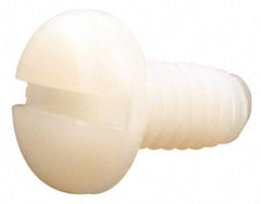 Made in USA - #4-40 UNC, 7/16" Length Under Head Slotted Drive Machine Screw - Pan Head, Grade 6/6 Nylon, Uncoated, Without Washer - Americas Industrial Supply