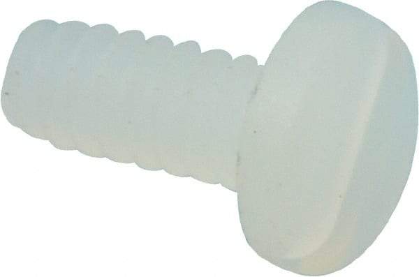 Made in USA - #4-40 UNC, 1/4" Length Under Head Slotted Drive Machine Screw - Pan Head, Grade 6/6 Nylon, Uncoated, Without Washer - Americas Industrial Supply