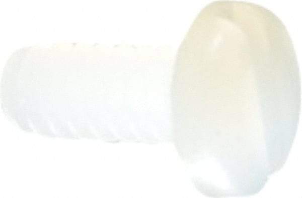 Made in USA - #4-40 UNC, 3/8" Length Under Head Slotted Drive Machine Screw - Pan Head, Grade 6/6 Nylon, Uncoated, Without Washer - Americas Industrial Supply