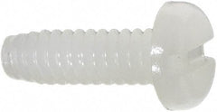 Made in USA - #6-32 UNC, 7/16" Length Under Head Slotted Drive Machine Screw - Pan Head, Grade 6/6 Nylon, Uncoated, Without Washer - Americas Industrial Supply