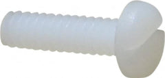 Made in USA - #6-32 UNC, 1/2" Length Under Head Slotted Drive Machine Screw - Pan Head, Grade 6/6 Nylon, Uncoated, Without Washer - Americas Industrial Supply